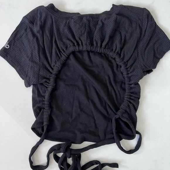 ALO Yoga Black Wrap Crop Top - Picture 5 of 7